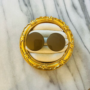 Retro Mod Clip On Earrings‎ Brown Metal Round Large Statement Vintage Jewelry